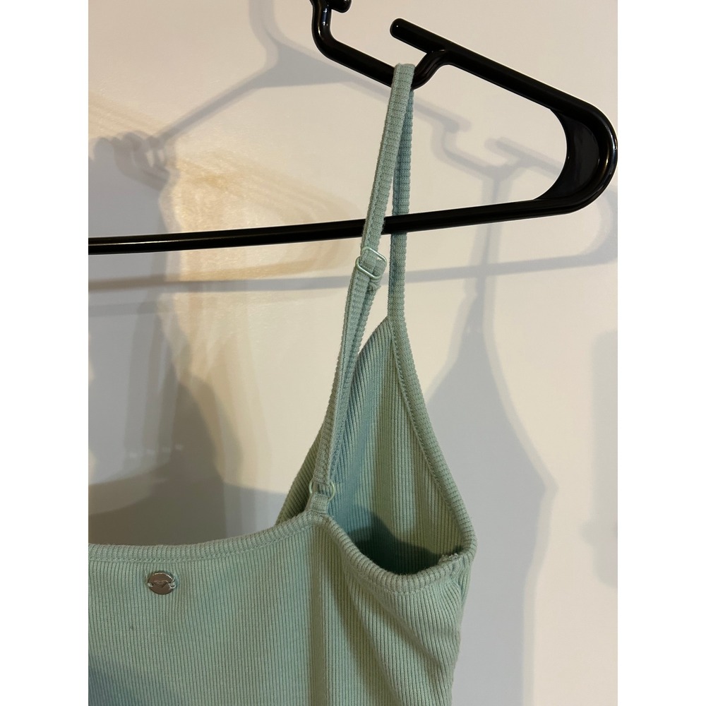 ROXY Ribbed Cowl Neck Spaghetti Strap Midi Dress Green Small Slip Dress Maxi Y2K - Picture 6 of 6